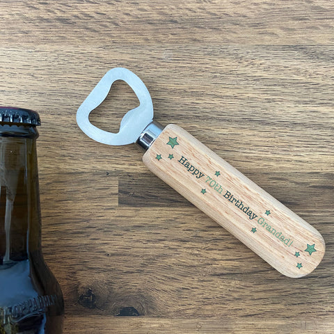 Unique Gift For Grandad Birthday Personalised Wood Bottle Opener