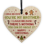 Novelty Brother Christmas Gift Wooden Heart Quirky Brother Gifts