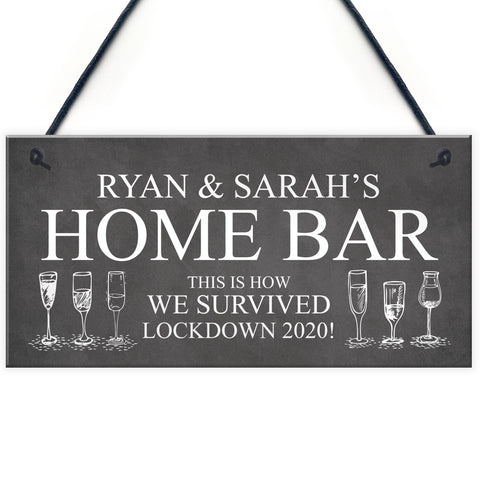 Funny Home Bar Sign PERSONALISED Home Decor Lockdown Gift
