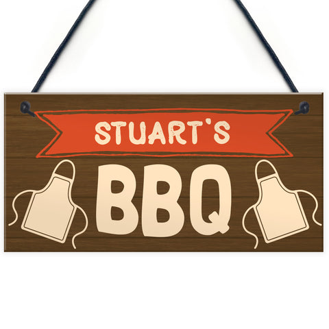 Personalised BBQ Sign Rustic Garden Plaque Man Cave Shed Sign