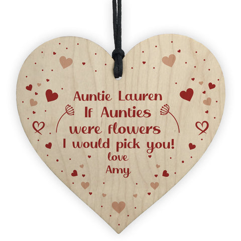 PERSONALISED Gift For Auntie Birthday Christmas Wood Heart