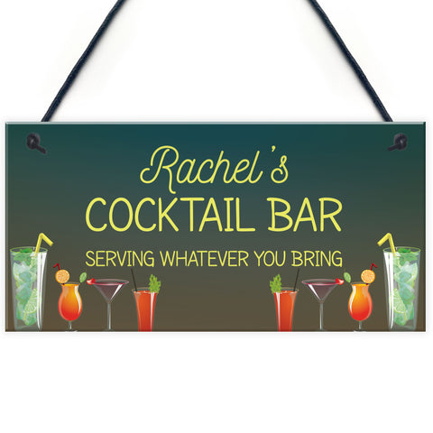 Personalised Cocktail Bar Sign For Home Novelty Alcohol Gifts