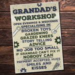 Grandad's Workshop Hanging Wall Plaque Man Cave Den Shed Sign