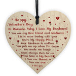 Novelty Valentines Gift For Husband Wooden Heart Gift For Her