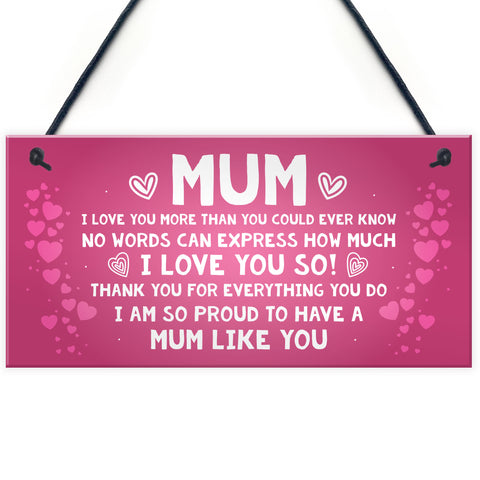 Mum Gift For Birthday Christmas Hanging Sign Gift For Mum