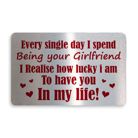 Special Gift For Boyfriend Valentines Day Anniversary Metal Card