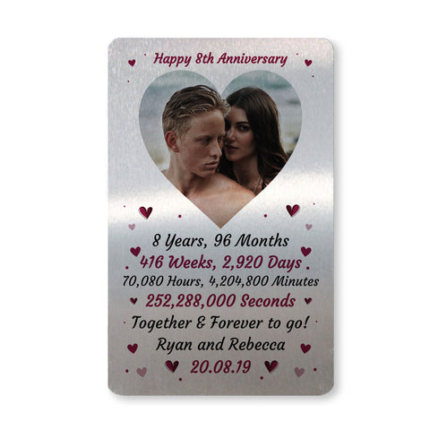 Special 8th Anniversary Gift Husband Wife Personalised Insert