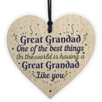 Great Grandad Grandfather Gift Wooden Heart Keepsake Gift