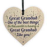 Great Grandad Grandfather Gift Wooden Heart Keepsake Gift