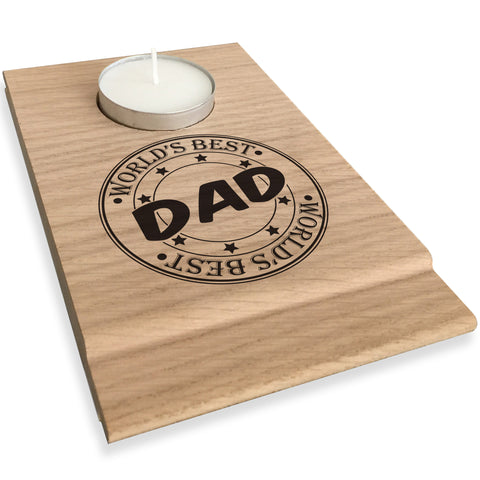 Worlds Best Dad Candle Gift Set Tea Light Holder