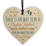 Daddy Dad To Be Present From Bump Baby Shower Wooden Heart