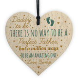 Daddy Dad To Be Present From Bump Baby Shower Wooden Heart