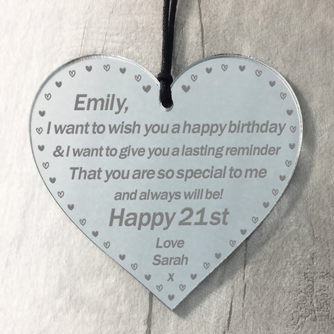 Personalised Engraved Birthday Present 18th 21st ANY AGE Heart