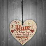 Fathers Day Card For Mum Novelty Wooden Heart Gift For Mum