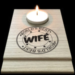 Worlds Best Wife Candle Gift Set Tea Light Holder