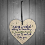 Great Grandad Grandfather Gift Wooden Heart Keepsake Gift