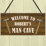 Man Cave Sign Wood Effect Bar Shed Garden Plaque Personalised