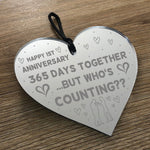 Funny 1st Anniversary Gift For Boyfriend Girlfriend Wood Heart