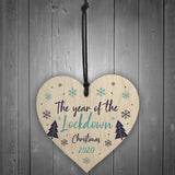 Lockdown Christmas Tree Decoration Wood Heart Memory Plaque