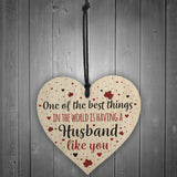 Husband Birthday Christmas Card Wooden Heart Anniversary Gift