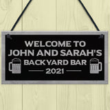 Backyard Bar Sign Personalised Hanging Door Sign For Man Cave