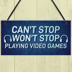 Funny Gaming Sign For Son Brother Dad Hanging Bedroom Sign