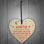 Novelty Gift For Auntie Birthday Christmas Wood Heart Thank You