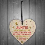 Novelty Gift For Auntie Birthday Christmas Wood Heart Thank You