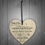 Father And Son Hanging Wooden Heart FATHERS DAY Gift For Him