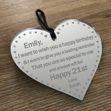 Personalised Engraved Birthday Present 18th 21st ANY AGE Heart