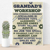 Grandad's Workshop Hanging Wall Plaque Man Cave Den Shed Sign