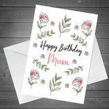 Birthday Card For Mum Floral Design Handmade Card For Her