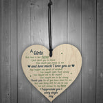 Father Girls First Love Wood Heart DAD Daddy Fathers Day Gift