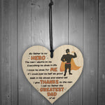 Hero Father Fathers Day Dad Daddy Wooden Hanging Heart Sign