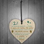 21st Birthday Gift For Daughter Son Wood Heart Twenty One Gift