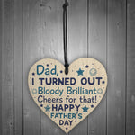 Fathers Day Funny Gifts Novelty Wooden Heart Sign Daughter Son