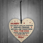 Husband Hubby Gift Novelty Wooden Heart Anniversary Birthday