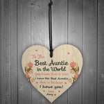 Novelty Best Auntie Gift Personalised Wooden Heart Birthday Xmas