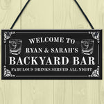 Personalised Backyard Bar Sign Shabby Chic Bar Pub Plaque