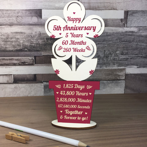 Amazon.com - SUNBMO Happy 5th Anniversary Picture Frame, Gift for Husband 5  Years Wedding Anniversary Wood Gift for Wife, for Couples, 5 Years of  Marriage Gift for Him Her
