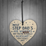 Funny Rude Fathers Day Gift For Step Dad Novelty Wooden Hear