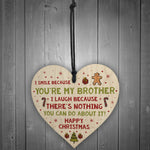 Novelty Brother Christmas Gift Wooden Heart Quirky Brother Gifts