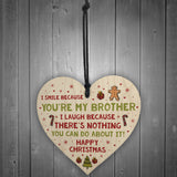 Novelty Brother Christmas Gift Wooden Heart Quirky Brother Gifts