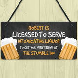 Funny Licensee Sign For Home Bar Man Cave Pub Personalised