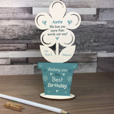 Novelty Birthday Gift For Auntie Wood Flower PERSONALISED