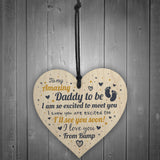 Dad Daddy To Be Gift Funny Novelty Wooden Heart Baby Shower Gift