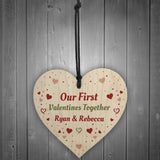 Our First Valentines Gift Wooden Heart Boyfriend Girlfriend Gift