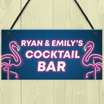 Cocktail Bar Personalised Plaque Neon Effect Sign For Home Bar