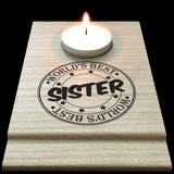 Worlds Best Sister Candle Gift Set Tea Light Holder