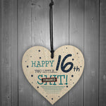 Funny Rude 16th Birthday Card For Son Daughter Wooden Heart